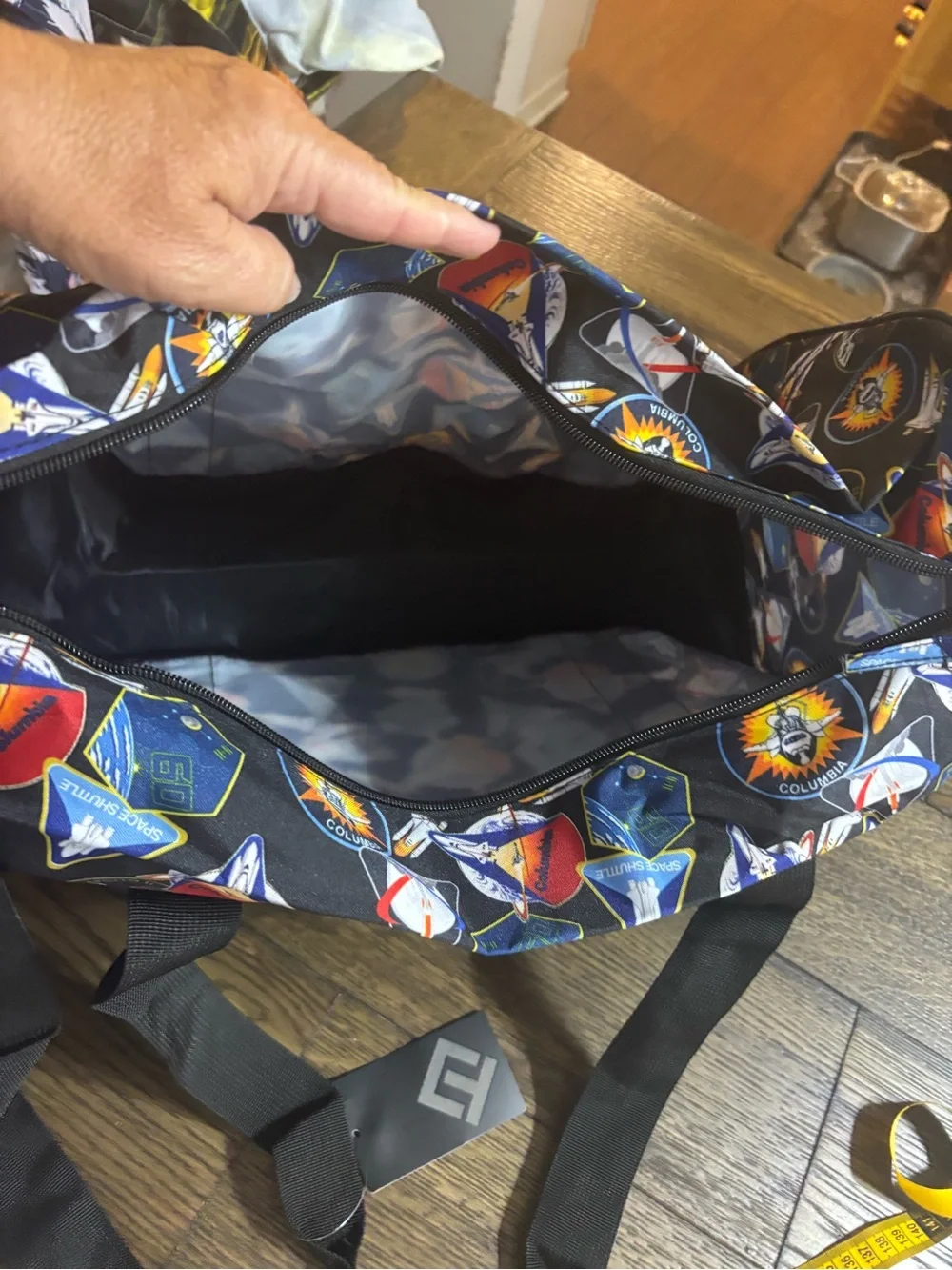 NASA Black Space Shuttle Patch Print Duffle Bag - Dual Compartment